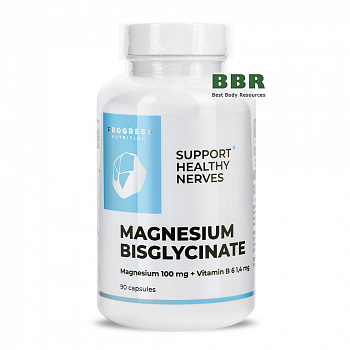 Magnesium Bisglycinate 100mg plus B6 90 Caps, Progress Nutrition