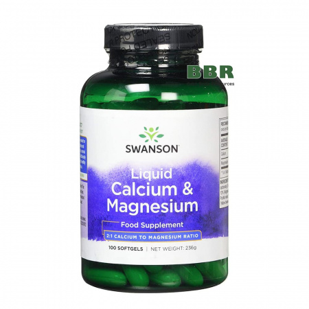 Liquid Calcium & Magnesium 100 Softgels, Swanson