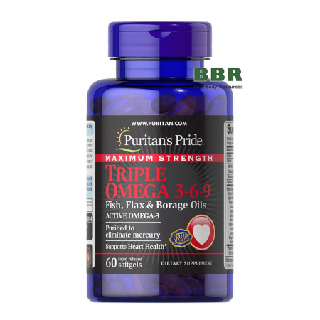 Maximum Strength Triple Omega 3-6-9 60 Softgels, Puritans Pride Maximum Strength Triple Omega 3-6-9 60 Softgels, Puritans Pride
