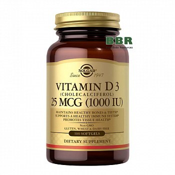 Vitamin D-3 (Cholecalciferol) 1000iu 100 Softgels, Solgar