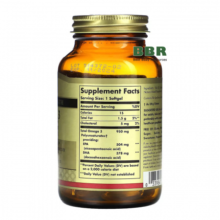 Omega 3 950mg EPA & DHA Triple Strength 50 Softgels, Solgar