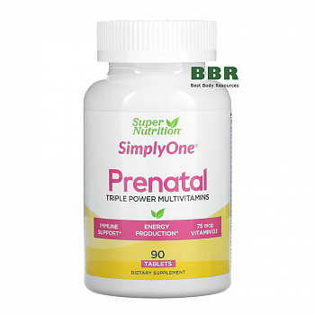 SimplyOne Prenatal Triple Power Multivitamins 90 Tabs, Super Nutrition