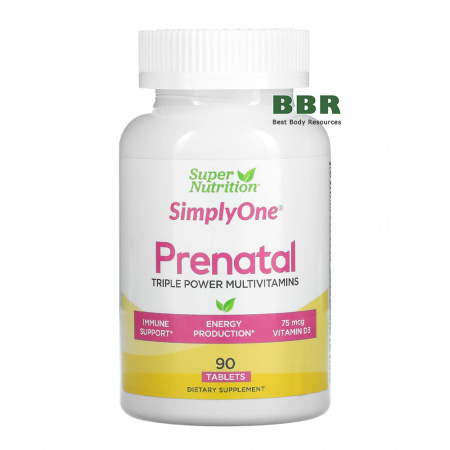SimplyOne Prenatal Triple Power Multivitamins 90 Tabs, Super Nutrition SimplyOne Prenatal Triple Power Multivitamins 90 Tabs, Super Nutrition