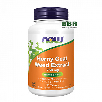 Horny Goat Weed Extract 750mg 90 Tabs, NOW Foods