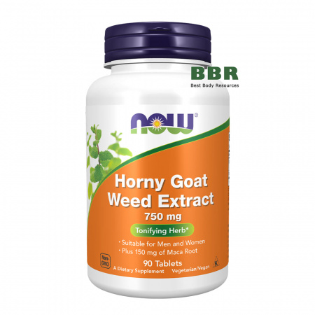 Horny Goat Weed Extract 750mg 90 Tabs, NOW Foods