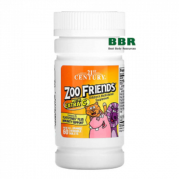 Childrens Multivitamin with Extra C Zoo Friends 60 Chewable Tabs, 21st Century