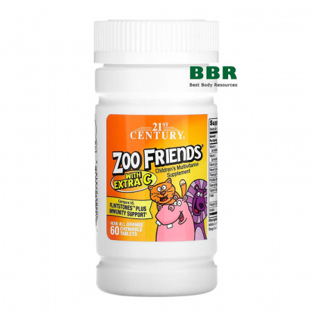 Childrens Multivitamin with Extra C Zoo Friends 60 Chewable Tabs, 21st Century