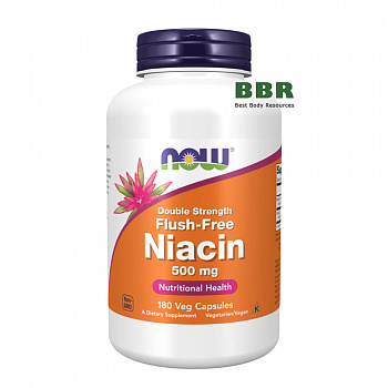 Flush Free Niacin 500mg 180 Veg Caps, NOW Foods