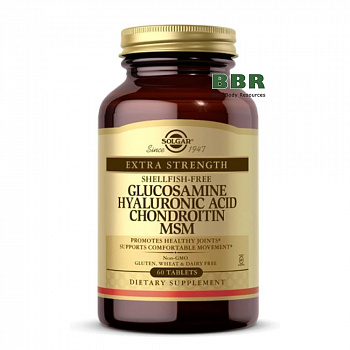 Shellfish Free Glucosamine Hyaluronic Acid Chondroitin MSM 60 Tabs, Solgar