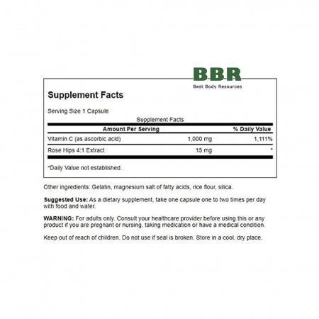 Vitamin C 1000mg with Rose Hips 90 Caps, Swanson
