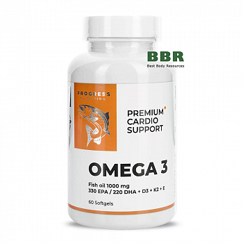 Omega 3 Fish Oil plus D3 K2 E 60 Softgels, Progress Nutrition