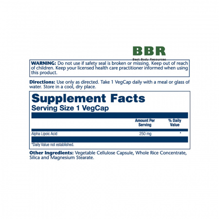Alpha Lipoic Acid 250mg 60 Veg Caps, Solaray