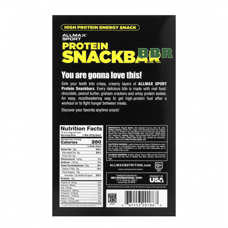 Protein Snackbar 57g, AllMax