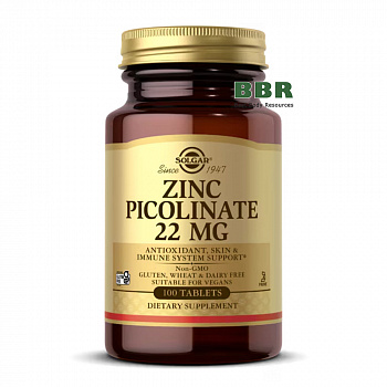 Zinc Picolinate 22mg 100 Tabs, Solgar