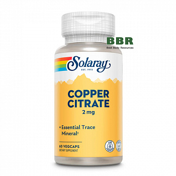 Copper Citrate 2mg 60 Veg Caps, Solaray