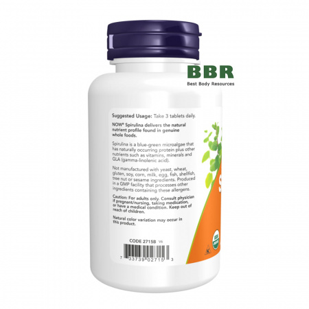 Spirulina 1000mg 120 Tabs, NOW Foods