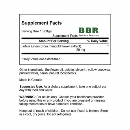 Lutein Esters 20mg 60 Softgels, Swanson