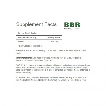 Inositol 650mg 100 Tabs, Puritans Pride