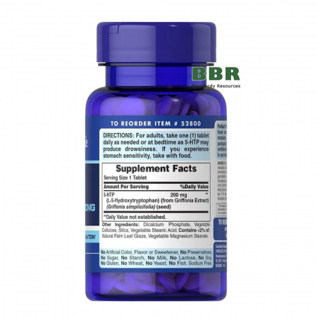 5-HTP 200mg 30 Tabs, Puritans Pride