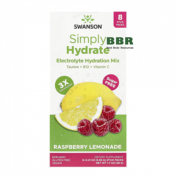 Simply Hydrate Electrolyte Hydration Mix 8 Stick Packs, Swanson