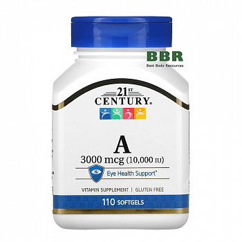 Vitamin A 3000mcg 10000iu 110 Softgels, 21st Century