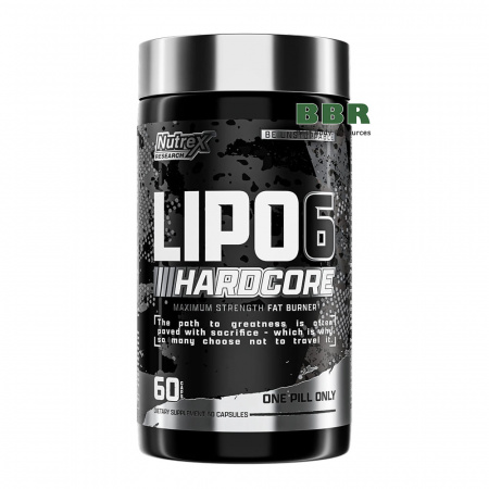 Lipo-6 Hardcore Maximum Fat Burner 60 Caps, Nutrex