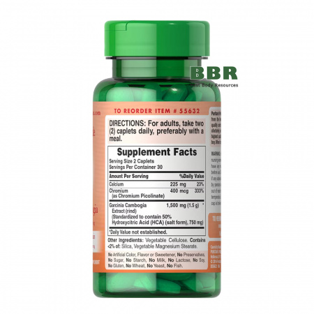 Garcinia Cambogia 1500mg per Serving 60 Tabs, Puritans Pride