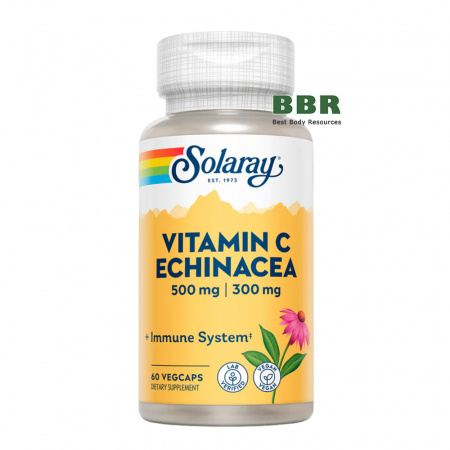 Vitamin C 500mg Echinacea 300mg 60 Veg Caps, Solaray Vitamin C 500mg Echinacea 300mg 60 Veg Caps, Solaray