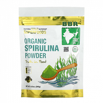 Organic Spirulina Powder 240g, California GOLD Nutrition