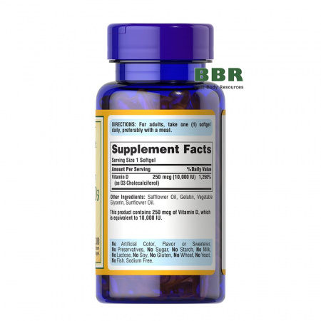 Vitamin D3 10000iu 200 Softgels, Puritans Pride