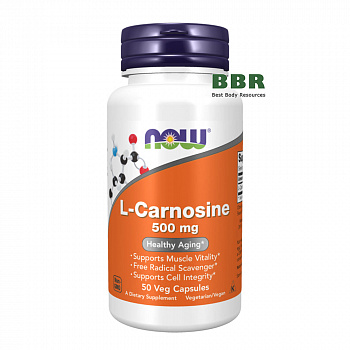 L-Carnosine 500mg 50 Veg Caps, NOW Foods