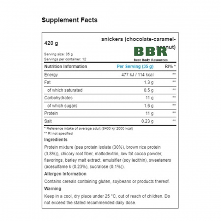 Snickers Plant Protein Powder 420g, Mars