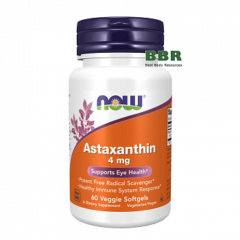 Astaxanthin 4mg 60 Softgels, NOW Foods