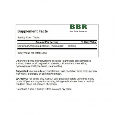 Spirulina 500mg 180 Tabs, Swanson
