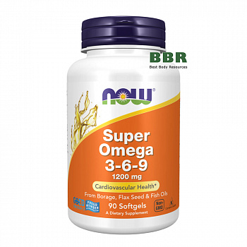Super Omega 3-6-9 1200mg 90 Softgels, NOW Foods