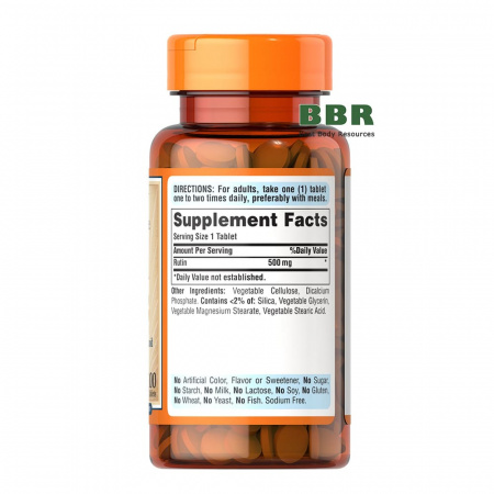 Rutin 500mg 100 Tabs, Puritans Pride Rutin 500mg 100 Tabs, Puritans Pride