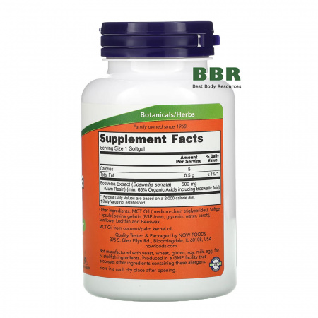 Boswellia Extract 500mg 90 Softgels, NOW Foods