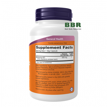 Berberine HCL 500mg 90 Veg Caps, NOW Foods
