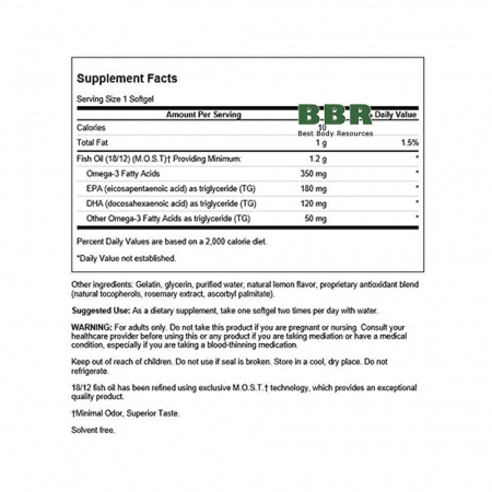 EPA & DHA 1200mg Fish Oil 120 Softgels, Swanson