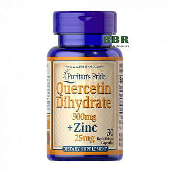 Quercetin Dihydrate 500mg plus Zinc 25mg 30 Caps, Puritans Pride