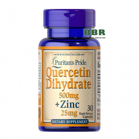 Quercetin Dihydrate 500mg plus Zinc 25mg 30 Caps, Puritans Pride