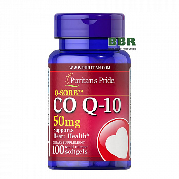 Q-SORB Co Q10 50mg 100 Softgels, Puritans Pride