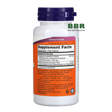 Resveratrol 200mg 60 Veg Caps, NOW Foods