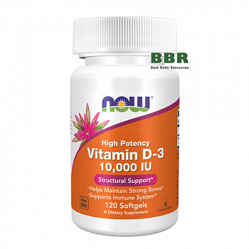 Vitamin D-3 10000iu 120 Softgels, NOW Foods