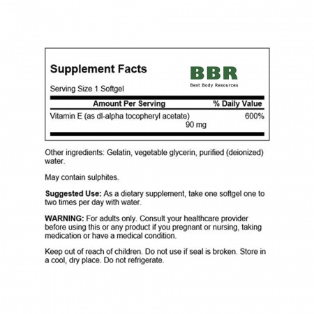 Vitamin E 200iu 90mg 60 Softgels, Swanson Vitamin E 200iu 90mg 60 Softgels, Swanson
