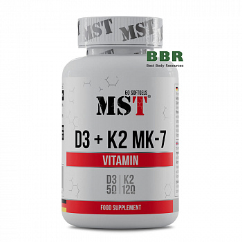 Vitamin D3 plus K2 MK-7 60 Softgels, MST