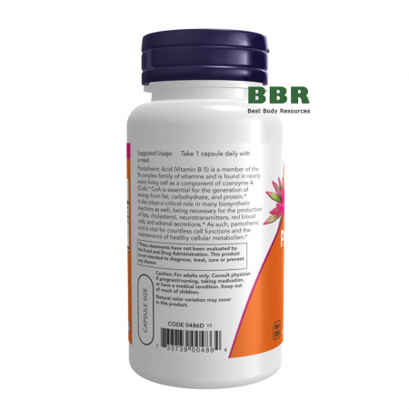 Pantothenic Acid 500mg 100 Veg Caps, NOW Foods Pantothenic Acid 500mg 100 Veg Caps, NOW Foods