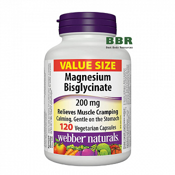 Magnesium Bisglycinate 200mg 120 Veg Caps, Webber Naturals