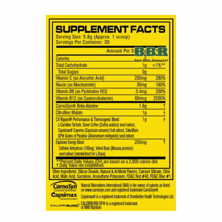 C4 Ripped Pre-Workout 30 Servings, Cellucor