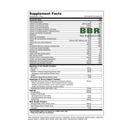 Mens Total Health Pack 30 Pill Packs, Universal Nutrition